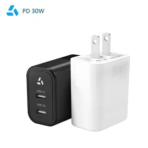 PD30W Dual USB C Fast Charger FCC ETL Universal Mobile Phone USB Charger Adapter Type C Chargers For I Phone Samsung