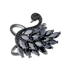 MyMuyu Black Swan Scarf Buckle Zircon Inlay Animal Knot Clasp Elegant Women's Accessory - Product Image 4