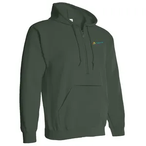 Yüksek kalite özelleştirilebilir yarım Zip Hoodie erkekler için OEM hizmeti süper yumuşak kalın Terry kumaş Hoodie