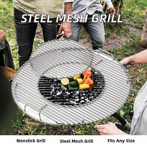 Grille <span class=keywords><strong>de</strong></span> cuisson extérieure en treillis métallique d'acier inoxydable antiadhésive pour barbecue au <span class=keywords><strong>charbon</strong></span>, accessoire soudé, taille personnalisable, avec panier à brochettes - Product Image 2