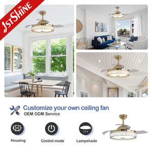 Ventilador de techo Led 1stshine 42 pulgadas <span class=keywords><strong>3</strong></span> aspas retráctiles Cambios de tres colores Candelabro cromado Ventiladores de techo LED - Product Image 4