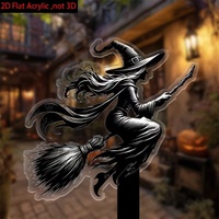 Ornamen Taman Lintas Batas, Seni Kandang Ayam, Akrilik Cetak UV, Papan Dekorasi Halloween Buatan Cina