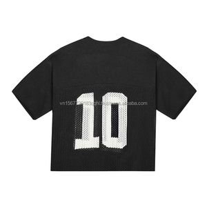 Suéter Personalizable Estilo Rugby, Diseño Urbano con Letras Jacquard, Calado, Manga Corta, Tejido Holgado - Product Image 3