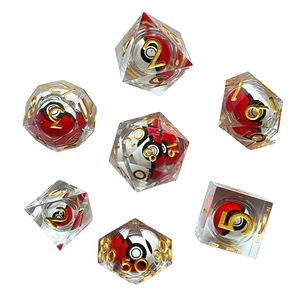 <span class=keywords><strong>Set</strong></span> di Dadi in Resina Glitterata, 7 Pezzi Poliedrici per DND RPG, Dadi da Tavolo con Logo Personalizzato, Vendita all'Ingrosso - Product Image 1