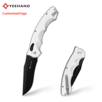 Couteau de survie tactique pliable EDC Yeehand à lame tranchante en acier D2 personnalisable avec manche en aluminium