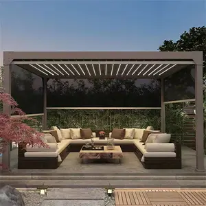 5m扩展户外屋顶花园用品，天井织物雨棚防水电动伸缩花园雨棚/