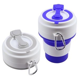 Gobelet en silicone pliable réutilisable et étanche, gobelets de voyage portables, tasse à café en silicone pliable de 12 oz avec couvercle et mousquetons - Product Image 3