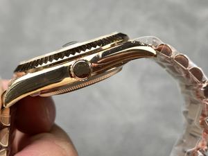 Mejor calidad impermeable mecánico 40mm KF fábrica 904l acero 2836 movimiento 228235 peso 215G oro rosa diámetro reloj - Product Image 3