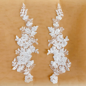 Soft and Skin-friendly Luxury Designer Patches Embroidery <b>Sequined</b> Floral Mesh Lace Applique Patch for <b>Dress</b> Bride Lace Patch - Product Image 3
