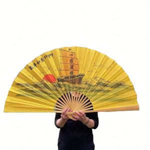 Custom Logo 90Cm Large Size <b>Bamboo</b> Hand Fan High Premium Promotion Folding Fan for Wall Decoration Advertisement Events - Product Image 1