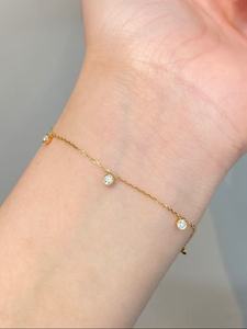 Xinfly Famous Brand Custom Trendy 18k Pure Gold Round Permanent Amour 0.35CT Natural Diamond Station <b>Bracelets</b> Bezel Set Charm - Product Image 2