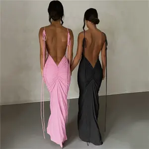 Summer new women's clothing fashion suspenders sexy backless slim fit sheath elegant dress vestidos de mujer
