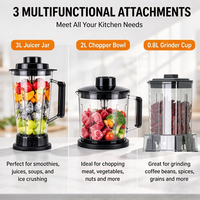 Blender 8-in-1 4L 9500W Blender Komersial Tugas Berat Penggiling Daging Pengolah Makanan Penggiling Jus