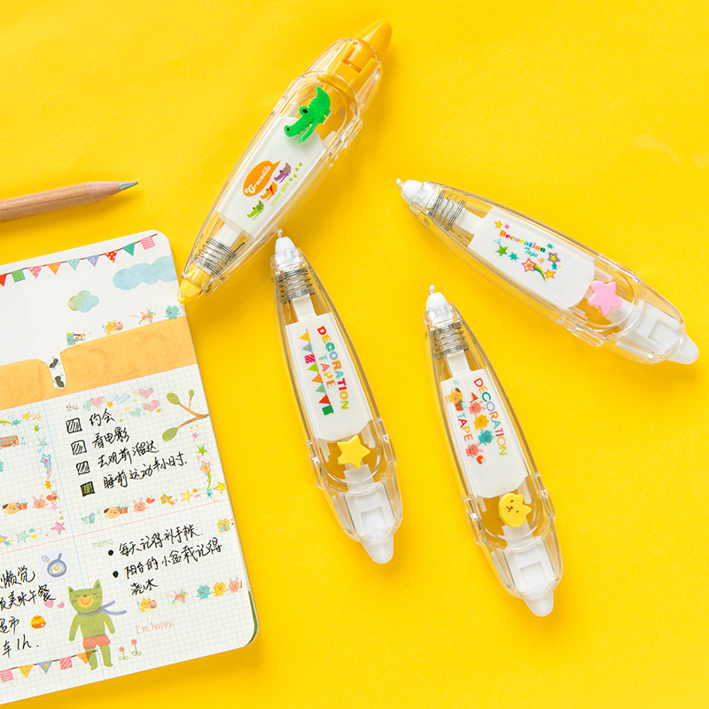 Kawaii, канцелярские товары, цветные украшения, милая Корректирующая лента для школы, ручная учетная лента для коррекции цвета