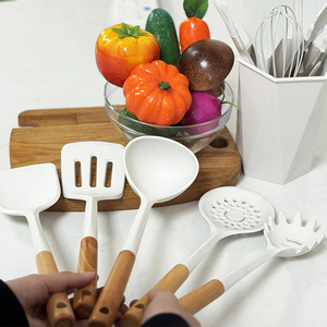 Food Grade Heat Resistant Kitchen Accessories Cooking <b>Tools</b> 12 Piece <b>Silicone</b> Kitchen Utensils Set with Wooden Handle - Product Image 4