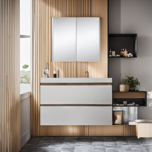 Modern Euro Wall Mounted Single Sink White Bathroom Vanity Bathroom Wall Cabinet With Wash Sink