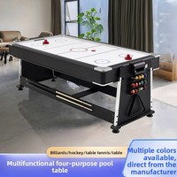 Table de billard multifonctionnelle 4-en-1 de style américain, noire, avec plateau haute densité en pure laine, convertible 2,1x1,1m, pour usage domestique intérieur