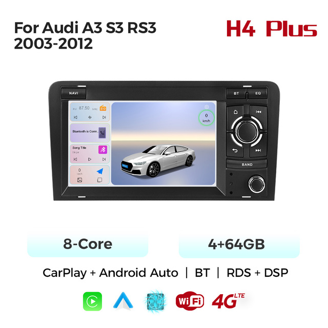 Navifly Newest Android System 8core 6+128GB Touch Screen Car Navigation Player for Audi A3 S3 RS3 2003-2012 Support Rear Camera