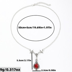 Collar de Ágata Roja Estilo Academia Oscura para Mujer, Plata Antigua, Garganta de Golondrina, Mariposa, Joyería Gótica Vintage - Product Image 3