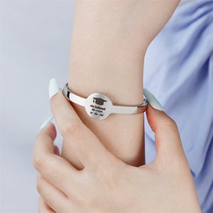 New Design Graduation Gift Friendship Bracelet Stainless Steel <b>Engraved</b> Open Cuff Bracelet <b>Bangles</b> - Product Image 5