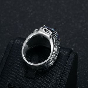 Yunnique Men's Geometric Cube Ring with Colorful Synthetic Gemstone Pave Setting Retro Steel Color Jewelry Gift - Product Image 3