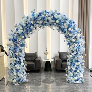 Arche florale artificielle, arrangement de fleurs en soie, arche de roses bleu clair, décoration de fête - Product Image 1