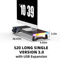 Support d'ordinateur et de moniteur lumineux RGB haute technologie SIHAGE avec HUB et chargeur sans fil intégré pour bureau