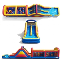 Parcours d'obstacles gonflable 60 pieds pour usage humide et sec avec piscine amovible, château gonflable en PVC durable et parc aquatique combiné pour fêtes d'enfants