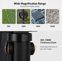Microscope numérique avec écran IPS de 4,5 pouces, résolution 1080p, indice de protection IP54, éclairage à 8 LED, portable, de bureau, grossissement 50-1000X, mise au point manuelle
