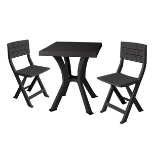 Ensemble de jardin moderne de fabrication italienne-Rotin de haute qualité résistant aux intempéries HORECA Patio Beach Classic Park Chair Table Set PP/Metal - Product Image 1