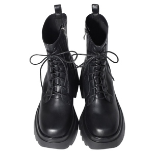 Botines Negros con Cordones y Tacón Grueso, Plataforma de 8.5cm, Botas de Moda de Invierno - Product Image 3