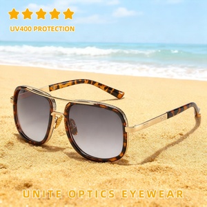 New Arrival bán buôn thời trang thiết kế thương hiệu biểu tượng tùy chỉnh Mens mùa hè cổ điển vuông kim loại khung Gradient kính mặt trời Kính mát - Product Image 3