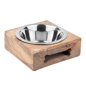 Gamelle surélevée en acier inoxydable à motif bois pour animaux de compagnie, taille personnalisée, écologique, pour chiens et chats - Product Image 4