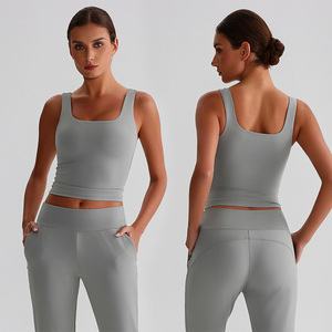 Roregal femmes mode recyclé culture sport Yoga débardeur U dos femmes Gym Fitness sport gilet avec soutien-gorge intégré - Product Image 2