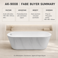 Baignoire autoportante portable en surface solide de style européen pour intérieur