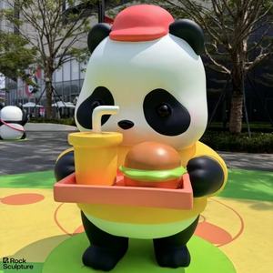 Şenlikli süslemeleri hayvan maskot karikatür dev fiberglas Panda yapı dekorasyon - Product Image 4