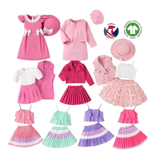 Falda plisada a cuadros con tirantes de piel para niños, ropa de bebé, conjuntos de ropa de algodón de verano para niñas con bolsa - Product Image 5