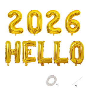 Set de Globos para Fiesta de Nochevieja 2026 de 16 Pulgadas, Set de Globos de Año Nuevo 2026, Globos de Número de Papel de Aluminio con la Leyenda 'Hola 2026' - Product Image 3