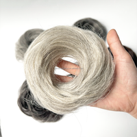 Moños de Cabello Blanco, Cabello Lacio y Rizado, Chignon, Extensiones de Cabello Humano, Adecuado para Mujeres Mayores