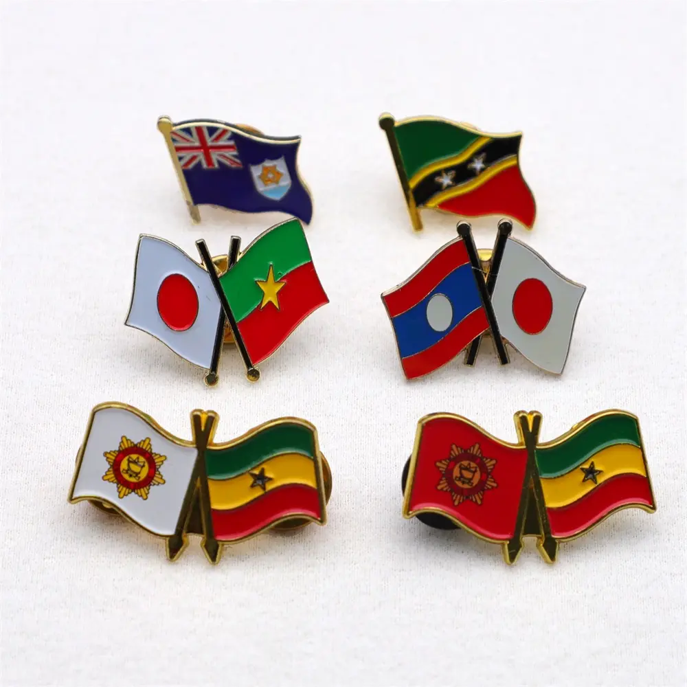 Wholesale price Custom Soft Enamel Security Lapel Pin Country Flag Badge