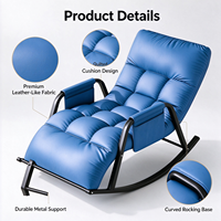 Fauteuil à bascule moderne en cuir réglable en 5 positions avec accoudoirs, design chaise longue pour salon, chambre ou hôtel