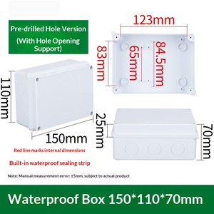 150x110x70mm Square <b>Waterproof</b> <b>Junction</b> <b>Box</b> IP65 Pre-drilled Hole Version with 10 Rubber Plugs ABS Outdoor Electrical <b>Box</b> with G - Product Image 1