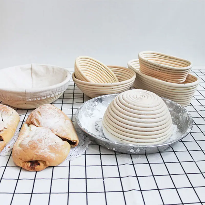 EVEN Bread Proofing Basket Bakery Tools, Bread Proof Fermentation Baking Bowl Rattan Round Basket with Cover