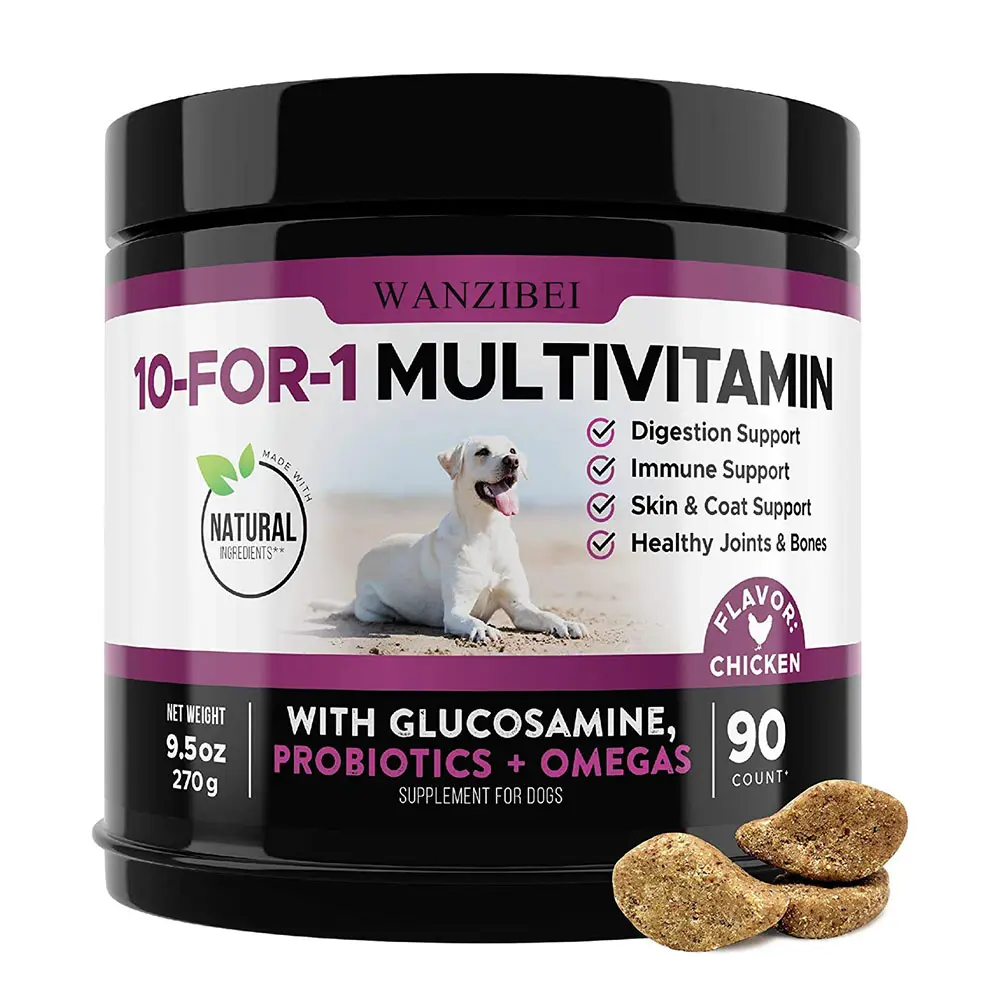 グルコサミンを含む10 in1犬のマルチビタミン-犬の全体的な健康のためのグルコサミンとオメガ魚油を含む必須の犬のビタミン