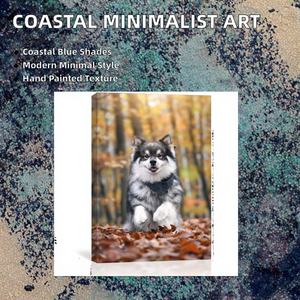 Arte de Pared en Lienzo Abstracto Costero Moderno Personalizado, Paisaje Oceánico Azul, Pintura al Óleo Texturizada Pintada a Mano para Decoración de Bodas y Hogar - Product Image 2