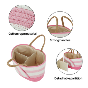 Grand panier à couches en corde de coton, portable, avec séparateur amovible, <span class=keywords><strong>sac</strong></span> de rangement multifonction, organisateur de table pour le rangement des couches de bébé - Product Image 3