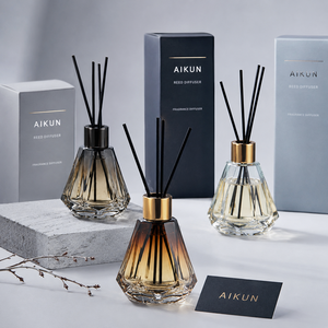 AIKUN Manufacturer Premium Glass <b>Reed</b> <b>Diffuser</b> Collection Custom Design Long Lasting Aroma <b>for</b> Home Decorative - Product Image 2