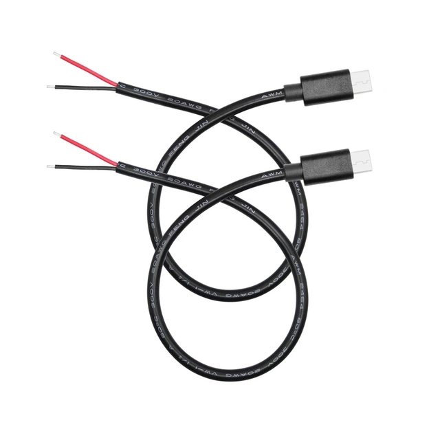 USB C to 2 Pin Bare Wire Open End Power Cable 11inch, 20AWG 5V/5A USB Type C