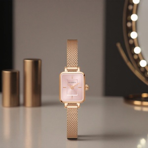 Montre classique rétro coréenne pour femmes d'affaires, cadran carré analogique coloré, bracelet en cuir, quartz, résistante à l'eau 3ATM, acier inoxydable - Product Image 3