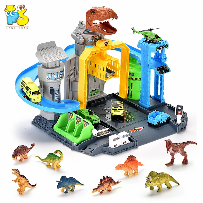 ジュラ紀スロットおもちゃ車教育DIY組み立て建物恐竜世界トラック駐車場